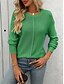 voordelige Grafische patronen en details-Dames Trui Casual Zacht Heldere kleur Geribd Strakke ronde hals Gebreid Lange mouw Normale tops breien Buiten Dagelijks Weekend Zwart Groen Herfst Winter
