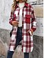 abordables Manteaux d&#039;Hiver-Veste d&#039;Hiver Manteau Femme Extérieur Plein Air Usage quotidien mode Décontractées Avec poches Imprimer Longue Manteau Vin Café Gris Automne Hiver Boutonnage Simple Col rabattu Standard S M L XL