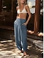 economico gamba larga e vita alta-Per donna Chino Pantaloni stile harem Di tendenza Classico Lunghezza intera Vita alta Liscio Tasche Cinturino elastico comodo Morbido Comodo Media elasticità Esterno Strada Bianco Blu Cachi Primavera