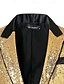 billige festblazer-Herre Blazer jakke ملابس السهرة للرجال Lukkekrage Luksus Glitrende Lapper Ensfarget Blazer Svart Sølv Rød Standard passform Enkelt Brystet Enn-knapp