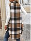 economico Gilet-Per donna Gilet Esterno Strada Da tutti i giorni Autunno Inverno Lungo Cappotto Standard Tenere al caldo Traspirante Moda Informale Giacca Senza maniche Righe e Plaid Con tasche Stampa Arancione
