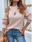 economico Colori solidi-Per donna Felpa Pullover Maglione Informale Morbido Colore puro A coste A V Lavorato a maglia Manica lunga Top regolari Maglia Esterno Giornaliero Fine settimana Rosa Cachi Autunno Inverno