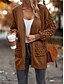 baratos Cardigãs e agasalhos-Mulheres Suéter Carregam Casual Macia Cor imaculada Estriado Abertura Frontal Bolsos Tricotado Manga Longa Tops regulares Tricotar Ao ar livre Diário Final de semana Rosa Marron Outono Inverno