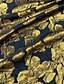 economico Lunghezza del pavimento-Abito Vintage Madre della Sposa A-Line Broccato Oro Elegante V Collo Lunghezza Piena Tessuto Elasticizzato Maniche Lunghe con Fiore Arricciato Abito da Ospite per Matrimonio
