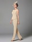 cheap Mom&#039;s Pant Suits-Jumpsuit / Pantsuit 3 Piece Pantsuit Mother of the Bride Dress Formal Wedding Guest Elegant Plus Size Wrap Included Bateau Neck Floor Length Chiffon Long Sleeve Wrap Included with Beading 2024