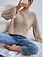 billige Solide farver-Dame Bluse Pullover trøje Afslappet Blødt Ren farve Kabel Rullekrave Strikket Langærmet Almindelige toppe Strikke udendørs Daglig Weekend Sort Grøn Efterår Vinter