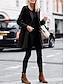 economico Cappotti Invernali-Per donna Cappotto Esterno Ufficio Strada Autunno Inverno Lungo Cappotto Standard Tenere al caldo Traspirante Moda Informale Giacca Manica lunga Liscio Con tasche Nero Rosso Caffè