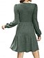 baratos Vestidos de malha-Mulheres Vestido de moletom Casual Macia Cor imaculada Estriado Decote Quadrado Bolsos Tricotado Manga Longa Tops longos Tricotar Ao ar livre Diário Final de semana Marron Verde Outono Inverno