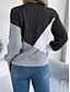 economico Motivi grafici e dettagli-Per donna Felpa Pullover Maglione Informale Morbido Color Block A coste Girocollo Collage Lavorato a maglia Manica lunga Top regolari Maglia Esterno Giornaliero Fine settimana Nero Rosa Autunno