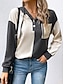 cheap Women&#039;s Hoodies &amp; Sweatshirts-Women&#039;s Sweatshirt Casual Color Block Street Dailywear Hoodie Patchwork Buttons Pocket Long Sleeve Black Blue Beige Fall Winter