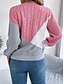 economico Motivi grafici e dettagli-Per donna Felpa Pullover Maglione Informale Morbido Color Block A coste Girocollo Collage Lavorato a maglia Manica lunga Top regolari Maglia Esterno Giornaliero Fine settimana Nero Rosa Autunno
