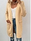 billige Cardigans og overtøj-Dame Bluse Cardigan Afslappet Blødt Ren farve Rillet Åben Front Lomme Strikket Langærmet Lange toppe Strikke udendørs Daglig Weekend Kakifarvet Abrikos Efterår Vinter