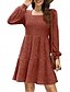 baratos Vestidos de malha-Mulheres Vestido de moletom Casual Macia Cor imaculada Estriado Decote Quadrado Bolsos Tricotado Manga Longa Tops longos Tricotar Ao ar livre Diário Final de semana Marron Verde Outono Inverno