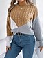 economico Motivi grafici e dettagli-Per donna Felpa Pullover Maglione Informale Morbido Color Block A coste Girocollo Collage Lavorato a maglia Manica lunga Top regolari Maglia Esterno Giornaliero Fine settimana Nero Rosa Autunno