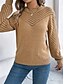 billige Solide farger-Dame Genser Pullover genser Fritid Myk Ren farge Riflet Crew-hals Uthult Strikket Langermet Vanlige topper Strikke utendørs Daglig Helg Hvit Oransje Høst Vinter