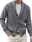 cheap Men&#039;s Cardigan Sweater-Men&#039;s Cardigan Sweater Cropped  Sweater Knit Sweater Ribbed Knit Regular Button Up Pocket Plain Shawl Collar Fashion Classic Daily Wear Date Clothing Apparel Fall &amp; Winter Black Dark Blue M L XL