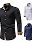 billige mænds ikke-jernskjorter-Herre Jakkesætsskjorter Skjorte med krave Button Up skjorte Leopard Bryllup Daglig Sort Hvid Navyblå Langærmet Alle årstider Tøj