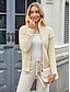 cheap Cardigans &amp; Outerwears-Women&#039;s Cardigan Sweater Jacket Turtleneck Cable Knit Knitted Fall Winter Work Fashion Daily Long Sleeve Solid Color Beige