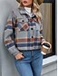 voordelige Overhemdjassen-Dames Jas Buiten Straat Alledaagse kleding Herfst Winter Kort jas Normale pasvorm Thermisch Warm Ademend Stijlvol Casual Jacks Lange mouw Strepen en Plaid Met zakken Afdrukken Rood Groen Khaki