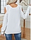 billige Solide farger-Dame Genser Pullover genser Fritid Myk Ren farge Kabel Crew-hals Knapper Strikket Kald skulder Langermet Vanlige topper Strikke utendørs Daglig Helg Hvit Fuksia Høst Vinter