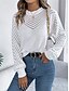 billige Solide farger-Dame Genser Pullover genser Fritid Myk Ren farge Riflet Crew-hals Uthult Strikket Langermet Vanlige topper Strikke utendørs Daglig Helg Hvit Oransje Høst Vinter