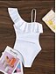 billiga One-piece-baddräkter-Dam Badkläder En bit Monokini Baddräkt Volang Nät Öppen rygg Magkontroll Hög midja Semester Standkläder Ensfärgat Halterneck Ärmlös Baddräkter