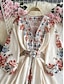 economico Abiti boho-Per donna Vestito longuette Abito casual Vestito svasato Abito linea A Abito boho Vintage Informale Giornaliero Standard Floreale Manica lunga A V Blu scuro Beige Primavera Autunno