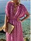 preiswerte Kleider für die Ferien-Frauen geometrische v-ausschnitt maxi kleid halbe ärmel sommer frühling