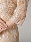 billiga Bröllop och event-Tvådelad Skjortkjol Klänning Bröllop Mor till Bruden Klänning Elegant Juvelhals Knälängd Chiffon Spets 3/4 Längd Ärmar Wrap Inkluderad Jacka med Pärlapplikationer Racedag Klänning