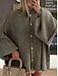 billige Cardigans og overtøj-Dame Cardigan Afslappet Blødt Ren farve Rillet Rullekrave Knapper Strikket Langærmet Almindelige toppe Strikke udendørs Daglig Weekend Hvid militærgrøn Efterår Vinter