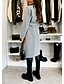 voordelige Winterjassen-Dames Jas Houd Warm Comfortabel Knop Met riem Elegant Effen Kleur Casual / Dagelijks Dubbele rij knopen Revers Normale pasvorm Lange mouw bovenkleding Zwart Rood Abrikoos Winter