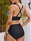 baratos Conjuntos de Bikini-Mulheres Roupa de Banho Biquíni 2 partes Slip roupa de banho Frente Única Delgado Férias Roupa de Praia Geométrica Halter pescoço Sem Manga Fatos de banho