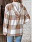 cheap Graphic shop Sweatshirts &amp; Hoodies-Women&#039;s Sweatshirt Casual Plaid Street Dailywear Hoodie Buttons Print Long Sleeve Black Khaki Fall Winter