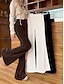 cheap Women&#039;s Flare Pants-Women&#039;s Normal Bell Bottom Fashion Classic Style Full Length High Waist Solid Color Patchwork Comfy Breathability Micro-elastic Black Apricot Coffee Spring &amp;  Fall Regular Fit