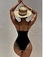 billiga One-piece-baddräkter-Dam Badkläder En bit Monokini Baddräkt Öppen rygg Magkontroll Hög midja Smal Semester Standkläder Ensfärgat Rund hals Ärmlös Baddräkter