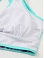 baratos Conjuntos de Bikini-Mulheres Roupa de Banho Biquíni 2 partes Saia roupa de banho Frente Única Delgado Férias Roupa de Praia Listra Halter pescoço Sem Manga Fatos de banho