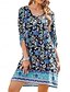 billige Boho-kjoler-Dame Mini kjole Uformell kjole Boho-kjole Fritid Daglig Normal Blomstret 3/4 ermer V-hals Hvit Rosa Navyblå Sommer Vår