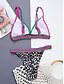 billiga Bikiniset-Dam Badkläder Bikini 2 st Kaxig Baddräkt Öppen rygg Smal Semester Standkläder Leopard V-hals Ärmlös Baddräkter