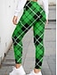 economico Pantaloni di San Patrizio-Leggings da donna in onore di San Patrizio Pantaloni a quadri Lunghezza completa Verde Autunno