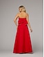 abordables ROUGE-Combinaisons Robe de Soirée Élégante Robe Invité de Mariage Longueur de Sol Sans Manches Coeur Satin avec Nœud(x) Jupe Overskirt