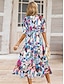 cheap Casual Dresses-Women&#039;s Polyester Floral V Neck Maxi Dress Short Sleeve Summer Spring