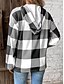 cheap Graphic shop Sweatshirts &amp; Hoodies-Women&#039;s Sweatshirt Casual Plaid Street Dailywear Hoodie Buttons Print Long Sleeve Black Khaki Fall Winter