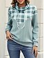billiga Grafisk butik Sweatshirts &amp; Huvtröjor-dam sweatshirt ledig rutig street dailywear cow neck print långärmad rosa grön mörkgrå höst vinter