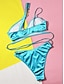 billiga Bikiniset-Dam Badkläder Bikini 2 st Kaxig Baddräkt Öppen rygg Smal Semester Standkläder Ensfärgat V-slits Ärmlös Baddräkter