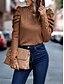 abordables Tops de Trabajo para Mujeres-Mujer Camisa Blusa Color sólido Básico Casual Manga Larga Cuello Barco Tops regulares Diario Azul Marino Naranja Otoño Invierno