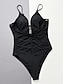 billiga One-piece-baddräkter-Dam Badkläder En bit Monokini Baddräkt Nät Öppen rygg Magkontroll Hög midja Smal Semester Standkläder Ensfärgat Halterneck Ärmlös Baddräkter