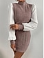 preiswerte Kleider für die Arbeit-Damen Casual kleid Minikleid Patchwork Brautkleider schlicht Ständer Langarm Braun Beige Farbe