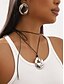 billiga Kvinnors halsband-minimalistiskt hängsmycke med ihåliga cirklar i silver och örhängen – moderna geometriska smycken för kvinnor