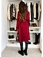 voordelige Winterjassen-Dames Jas Houd Warm Comfortabel Knop Met riem Elegant Effen Kleur Casual / Dagelijks Dubbele rij knopen Revers Normale pasvorm Lange mouw bovenkleding Zwart Rood Abrikoos Winter