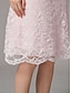 baratos Com jaqueta-Conjunto de Vestido de Dois Peças A-Line Vestido de Casamento na Praia Mãe da Noiva Vestido Elegante Plus Size Gola de Joia Comprimento Chá Chiffon com Renda Manga Curta Jaqueta com Cor Sólida